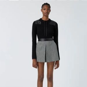 New The Kooples Houndstooth Mini Skirt w/Leather belt
